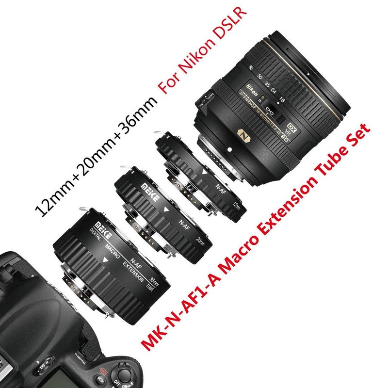 MEIKE N-AF1-A Macro Electronic Mount Auto Foucs Macro Metal Extension Tube Adapter for Nikon DSLR Camera D80 D90 D300 D300SD800 D3100 D3200 D5000 D5100 D5200 D7000 D7100 etc - Image 4